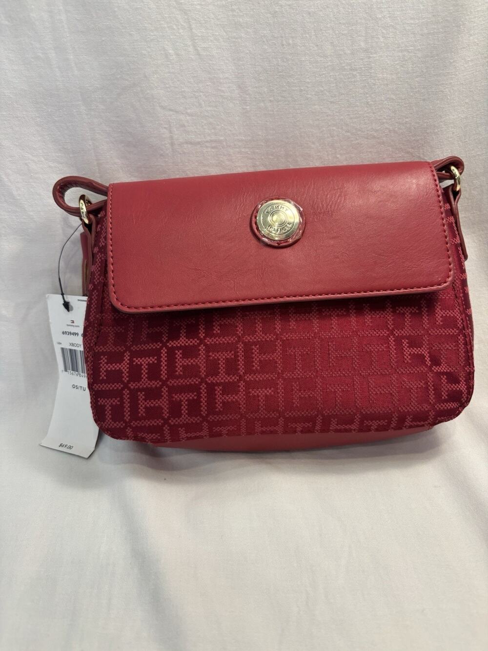 Tommy Hilfiger Women's Purse Red and Gold with Tassel and Shoulder Strap